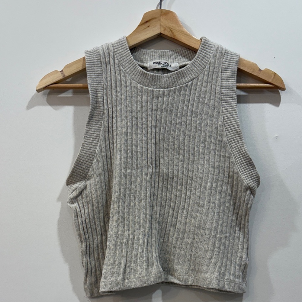 Project Social T Heather Gray Ribbed Tank